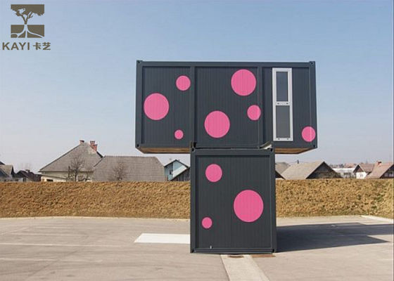 Non-Combustible Flat Pack Container House, Pink and Black Flat Pack Steel Containers