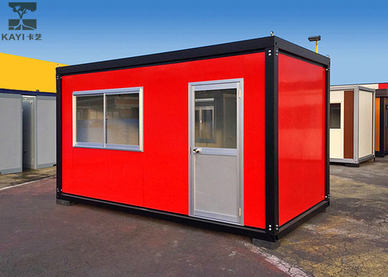 Red Flat Pack Container House, Single Container House For Living / Administration