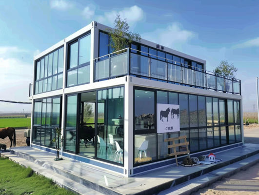 Boxspace 20Ft nowoczesny zamówiony Odłączalny kontener Dom 40ft przenośny dom z dużą szkloną ścianą